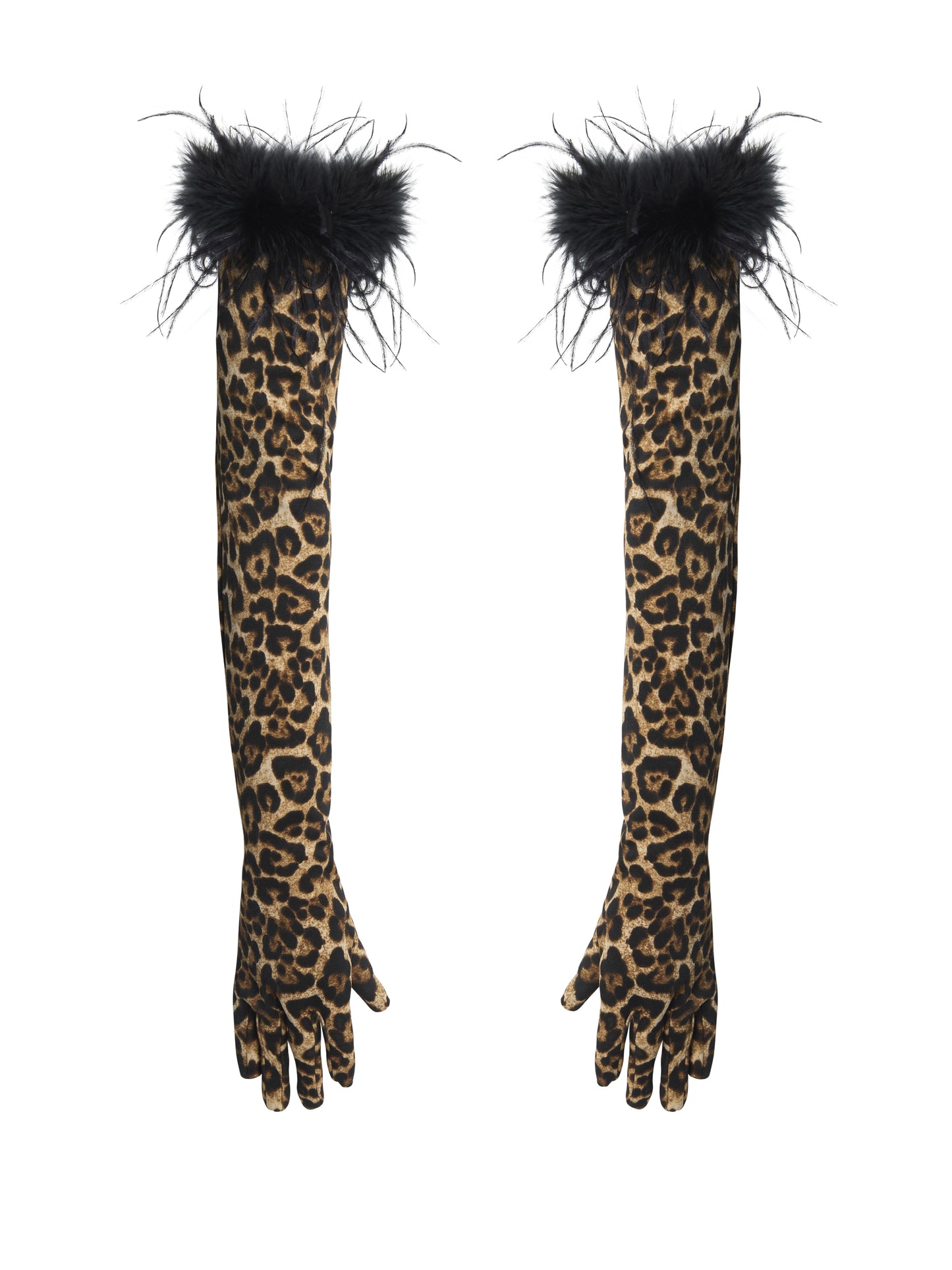 Gloves - Leopard / Black Feather