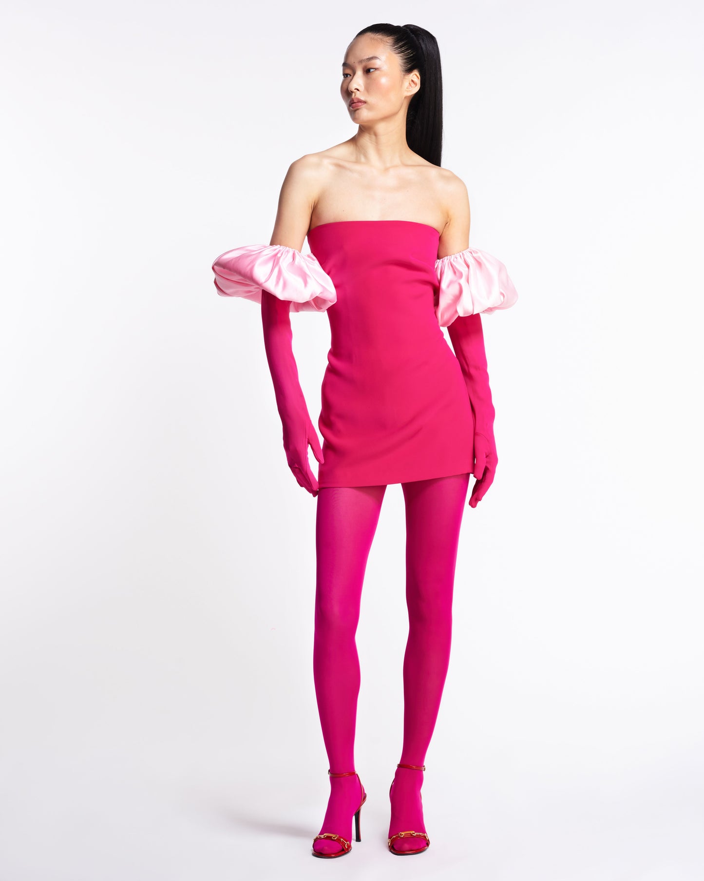 Cupid Dress & Gloves - Hot Pink / Baby Pink Puffs