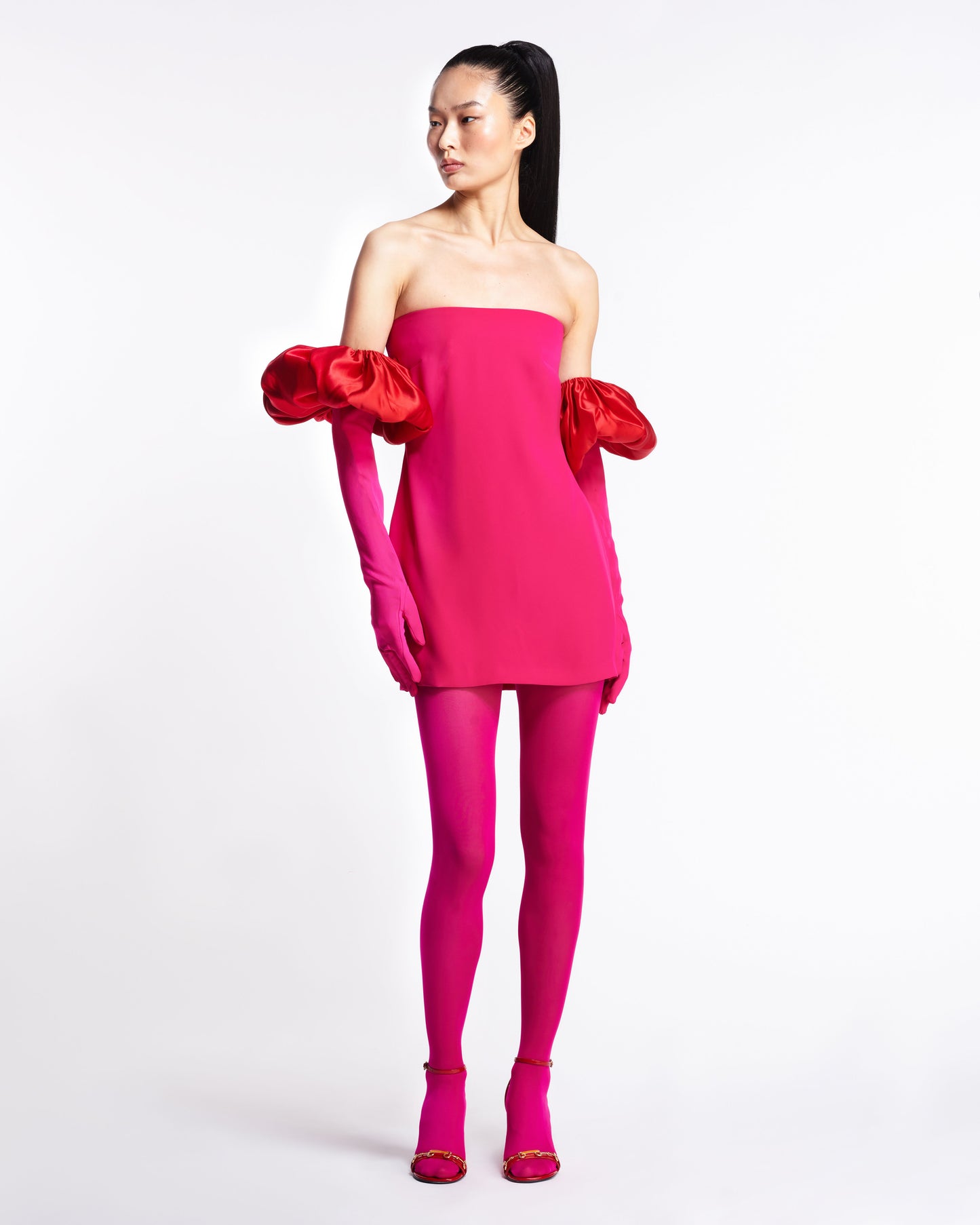 Cupid Dress & Gloves - Hot Pink / Red Puffs