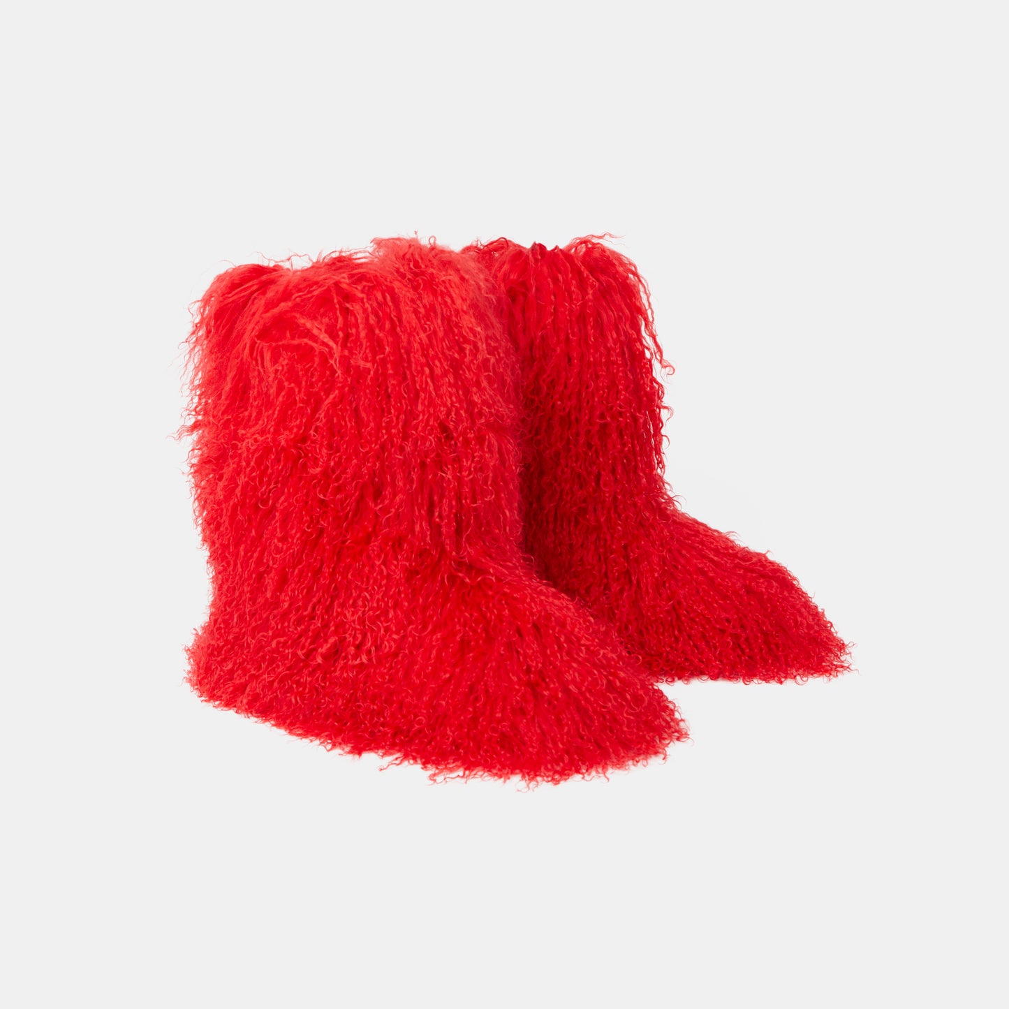 Mongolian Fur Boots - Red
