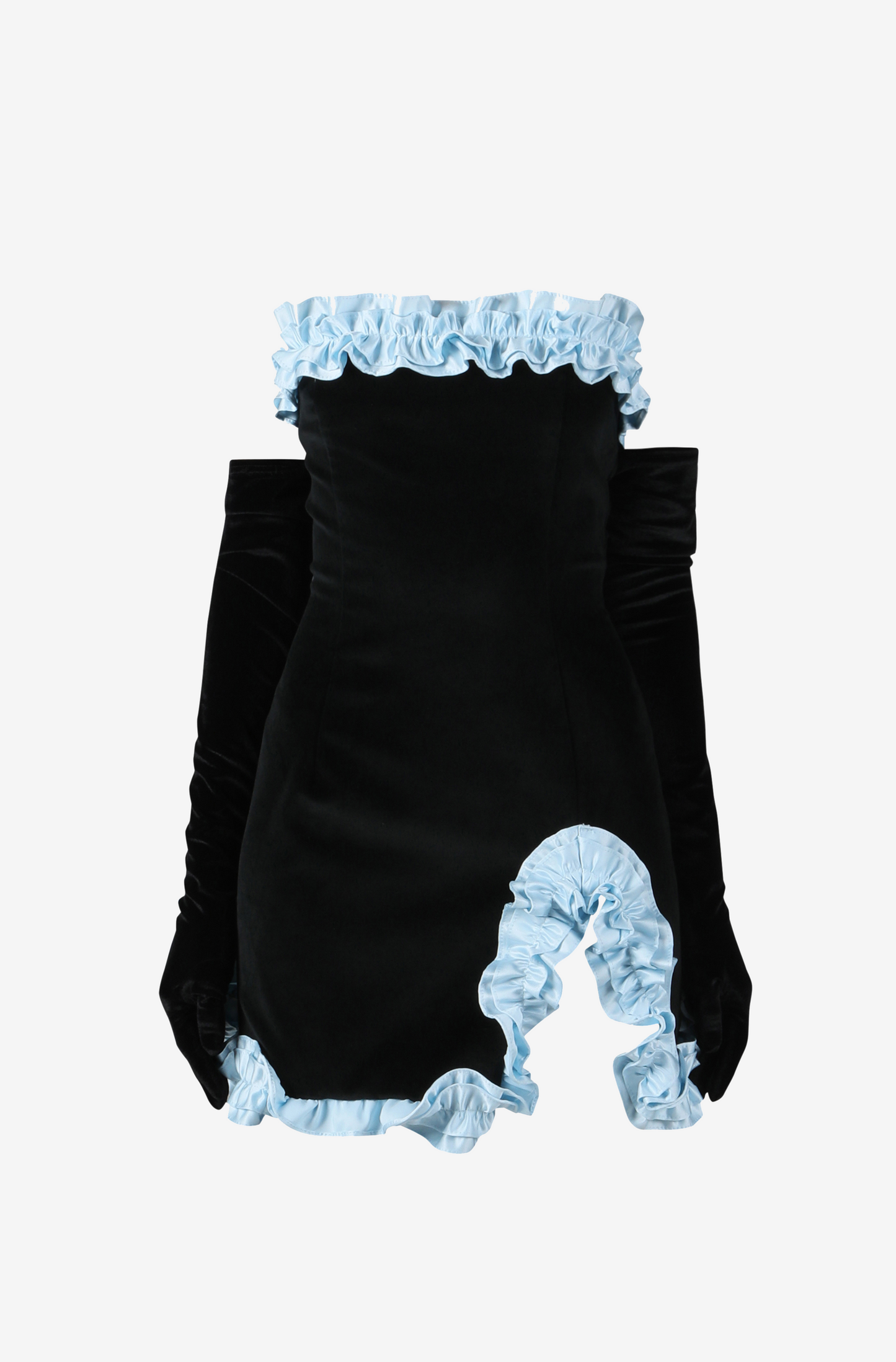 Mimi Mini Dress & Gloves - Black / Blue