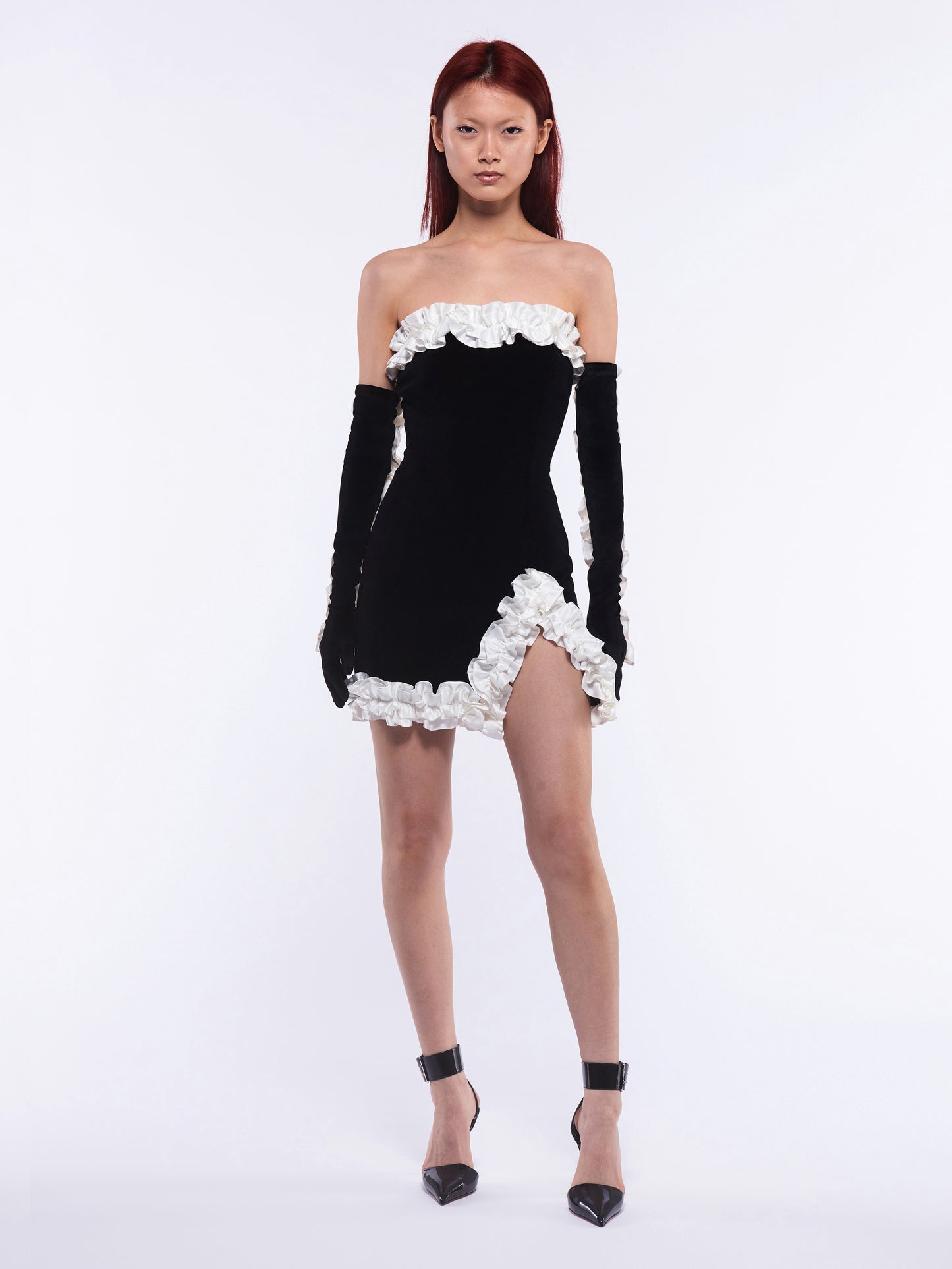 Mimi Mini Dress & Gloves - Black / White