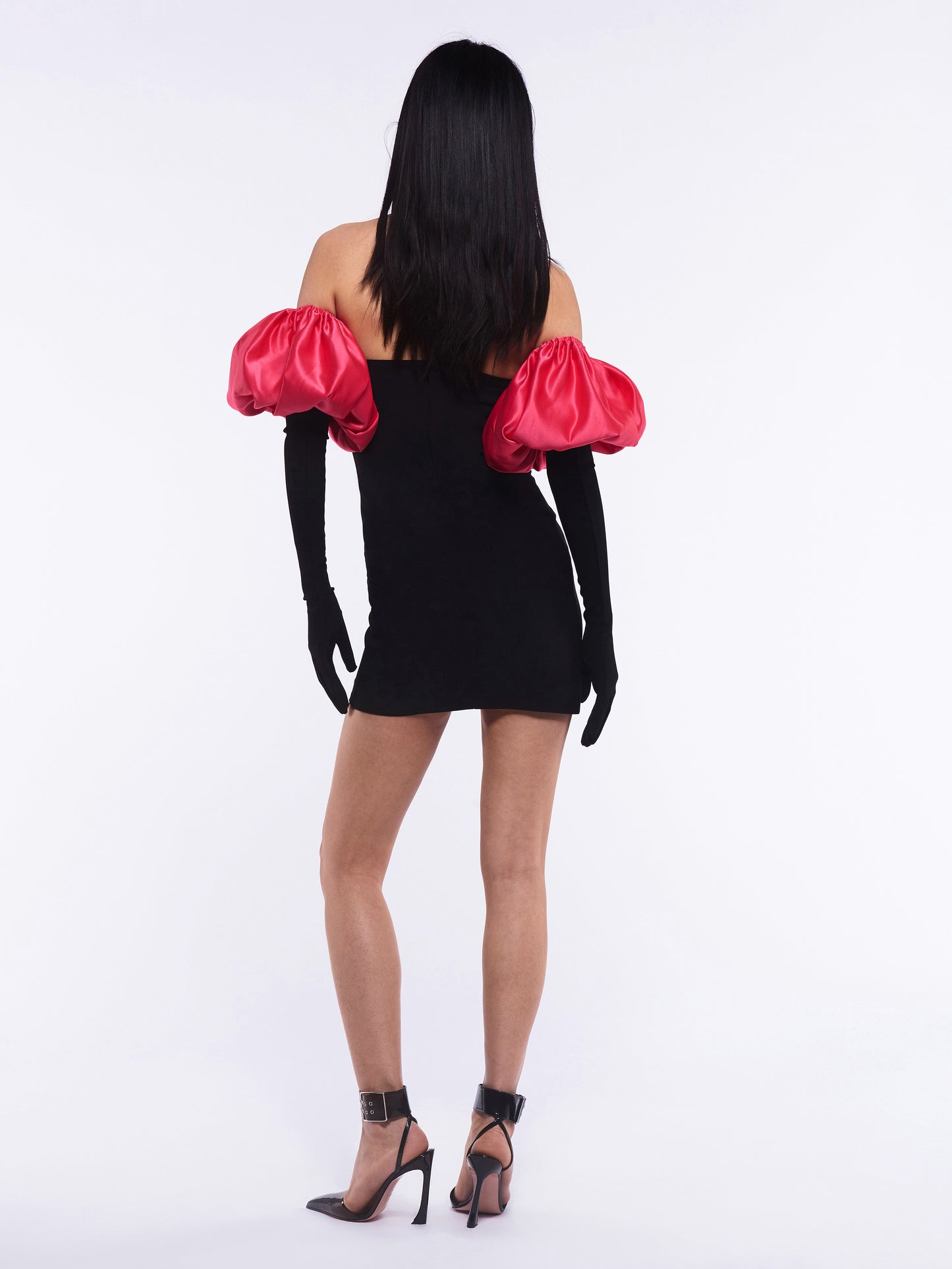 Cupid Dress, Gloves & Hot Pink Puffs - Black