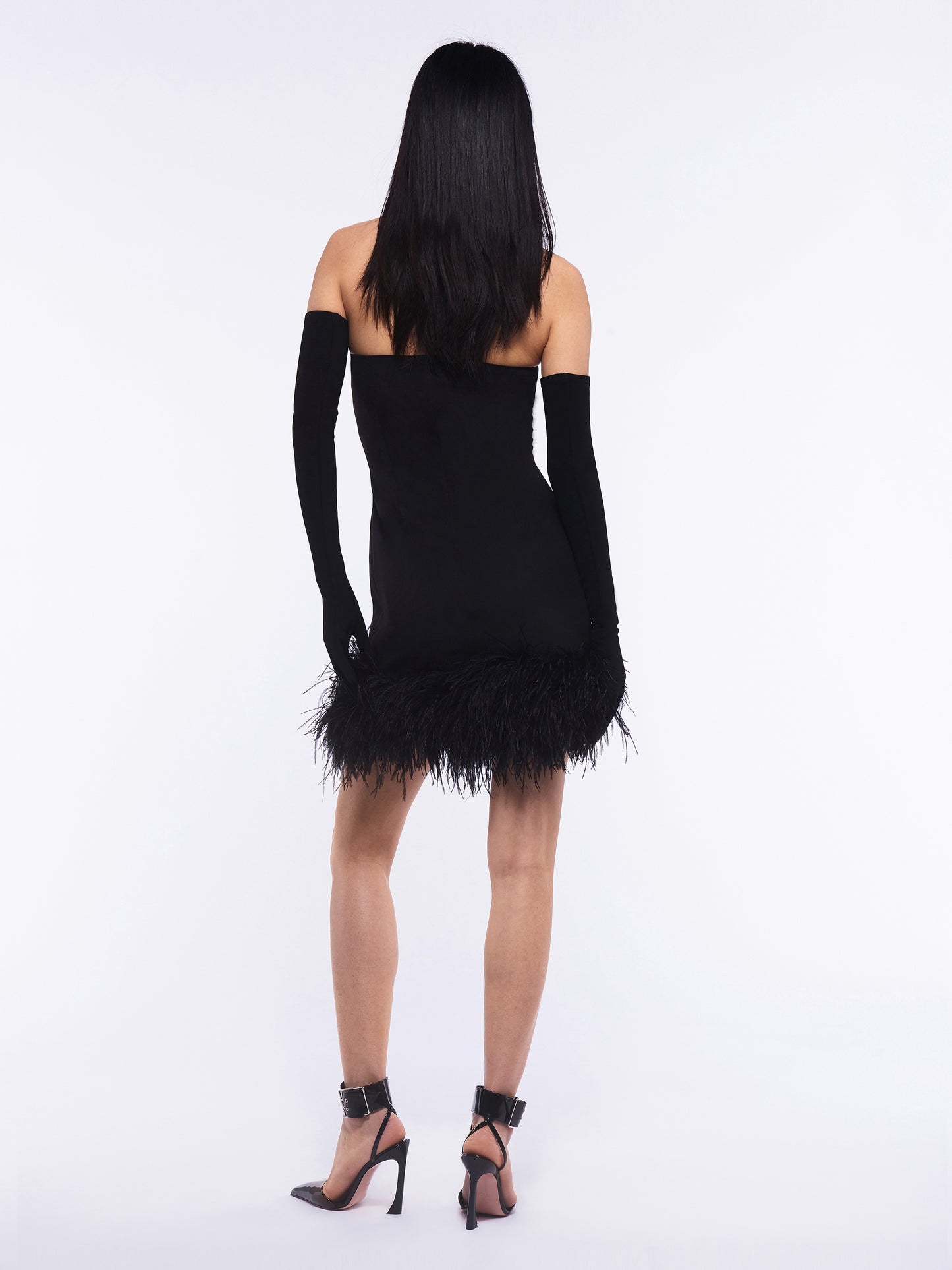 Cupid Feather Dress & Gloves - Black