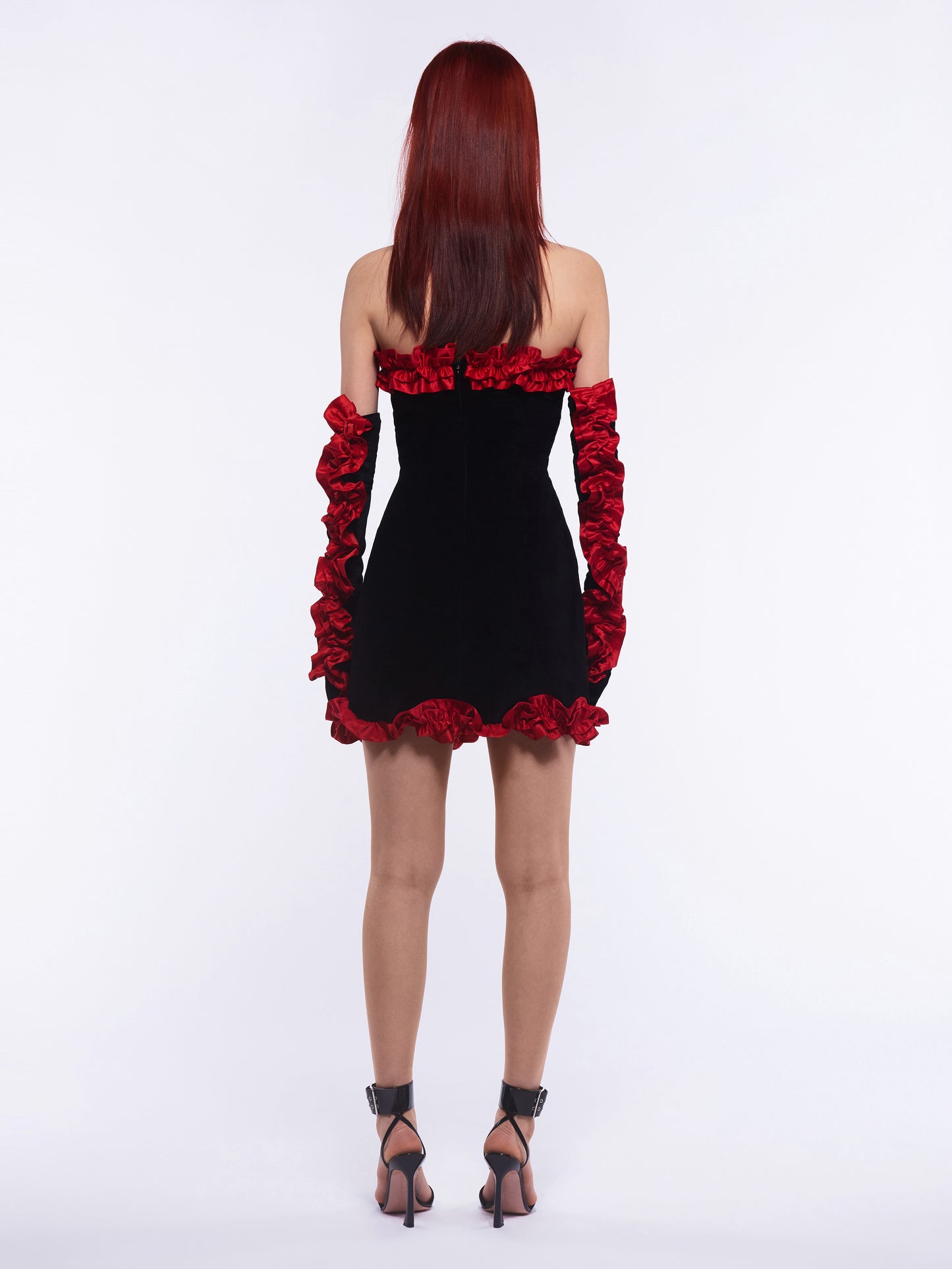 Mimi Mini Dress & Gloves - Black / Red