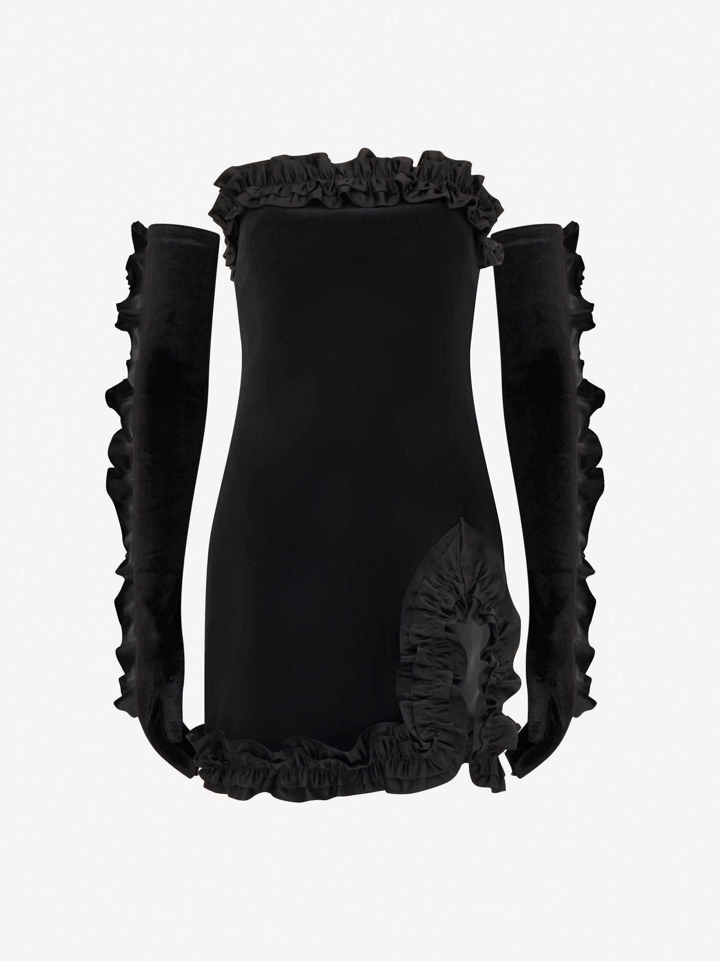 Mimi Mini Dress & Gloves - Black / Black